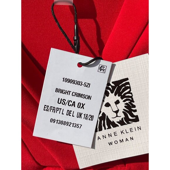 Anne Klein Red Sleeveless V-Neck Womens Top With Draped Collar Sz OX Flaws - Picture 9 of 10